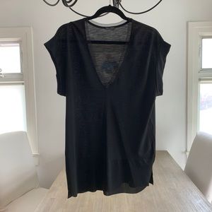 ZARA Black Long V-Neck Top